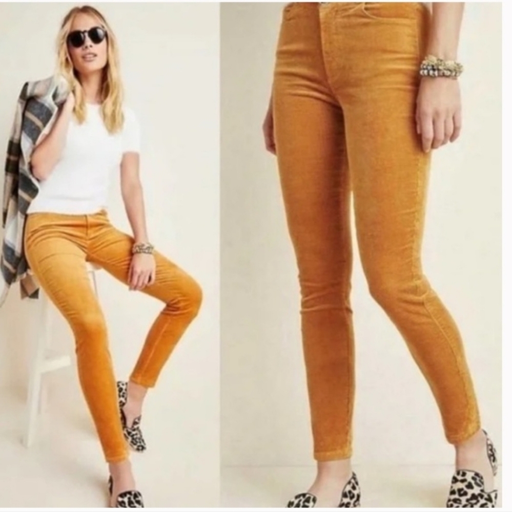 Paige Anthropologie Hexton Ankle Corduroy Golden Pants. Size 28 (6)